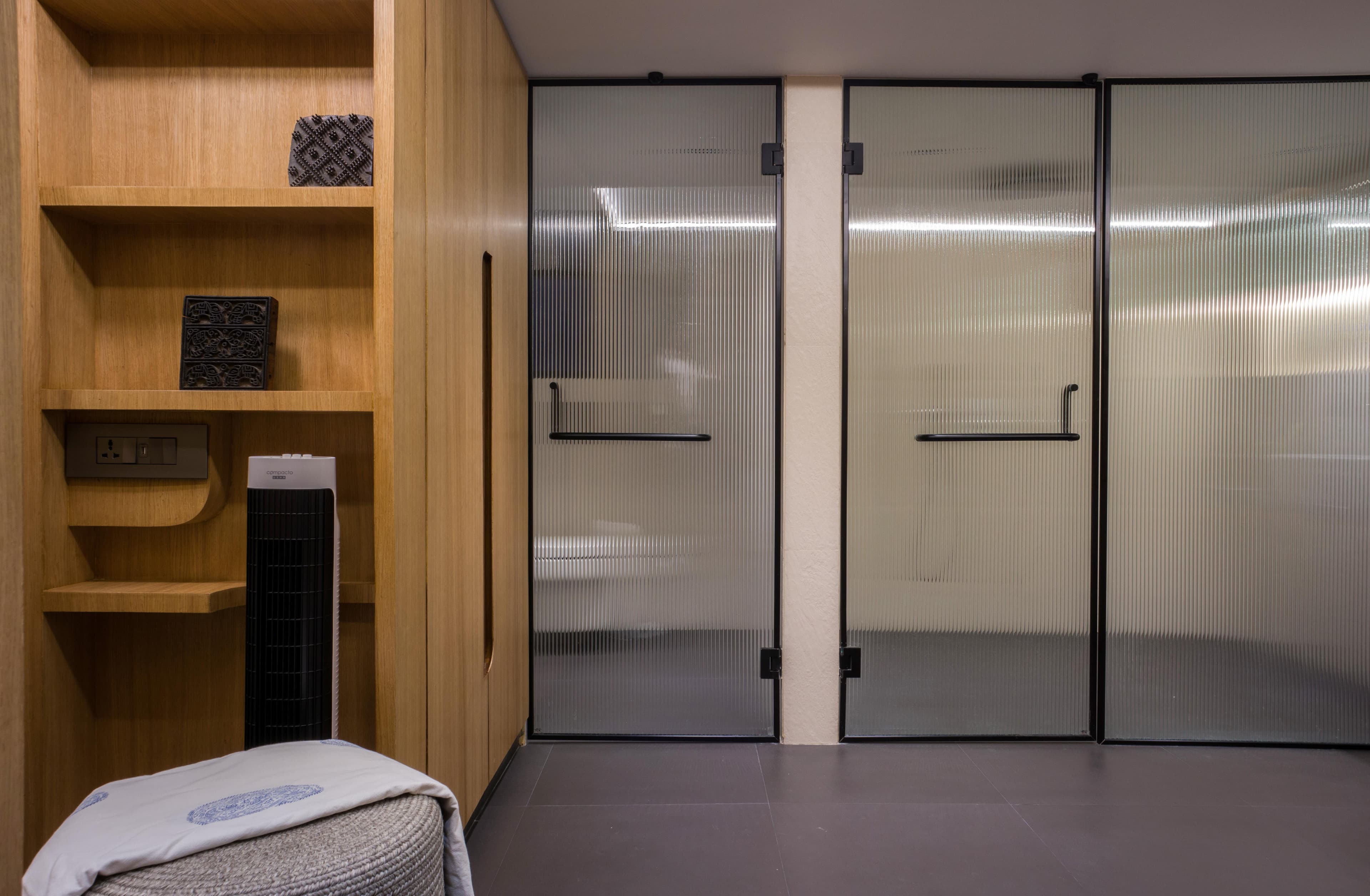 Glass partitioned office area