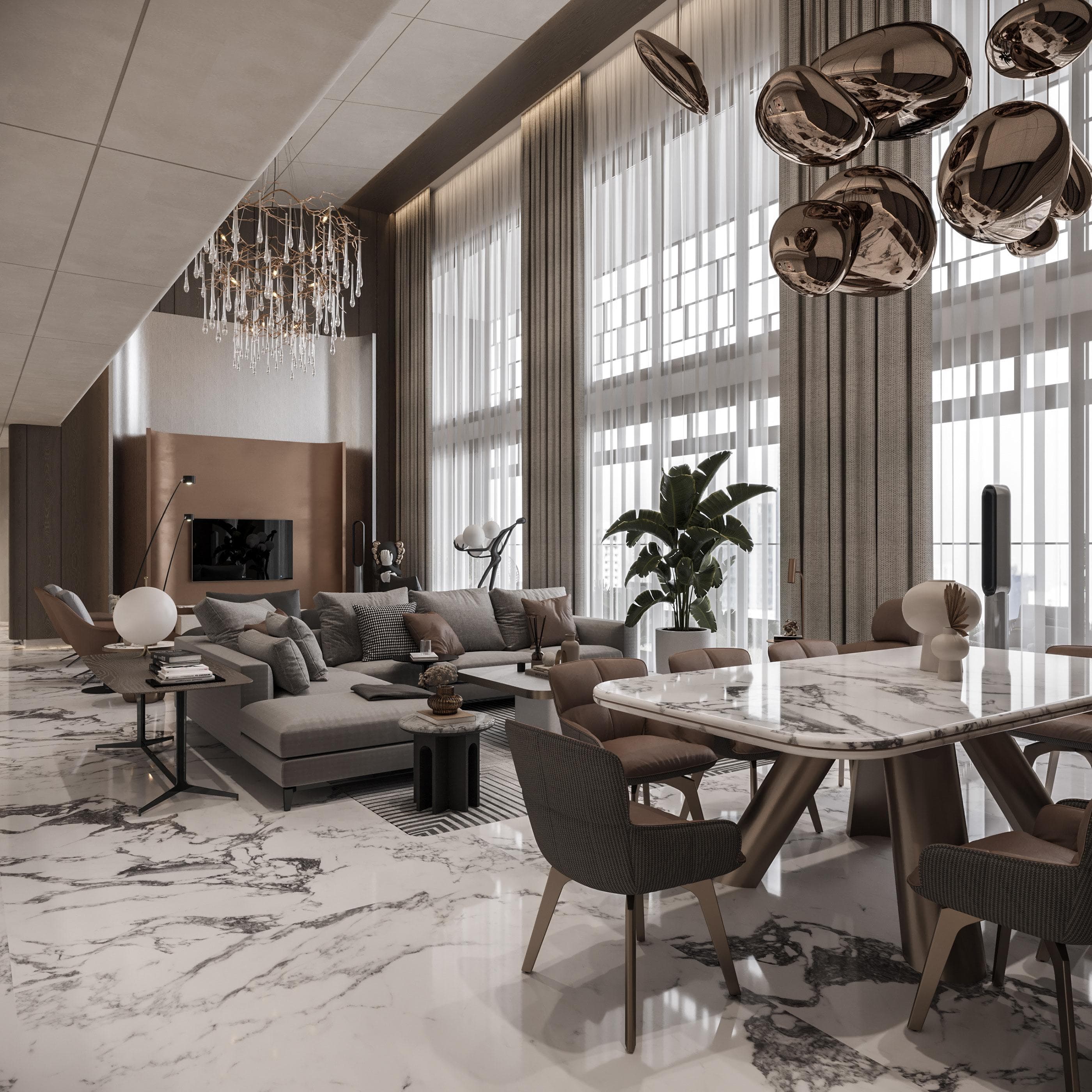 Wooden walls and glass panels in office