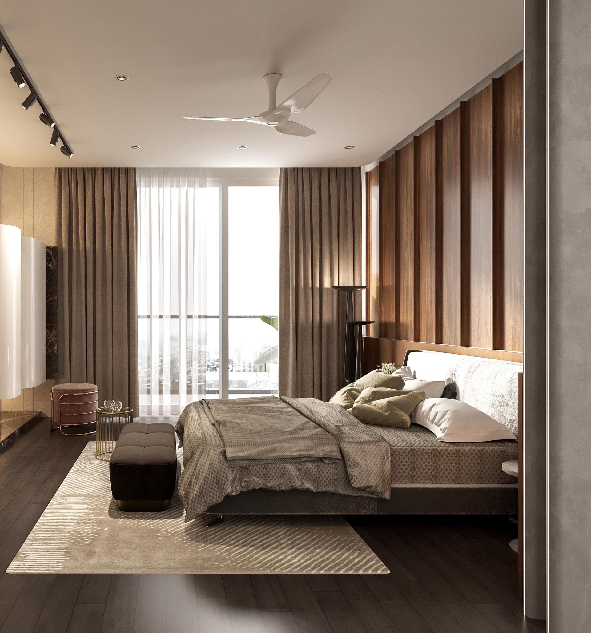 Conference table and natural light in office