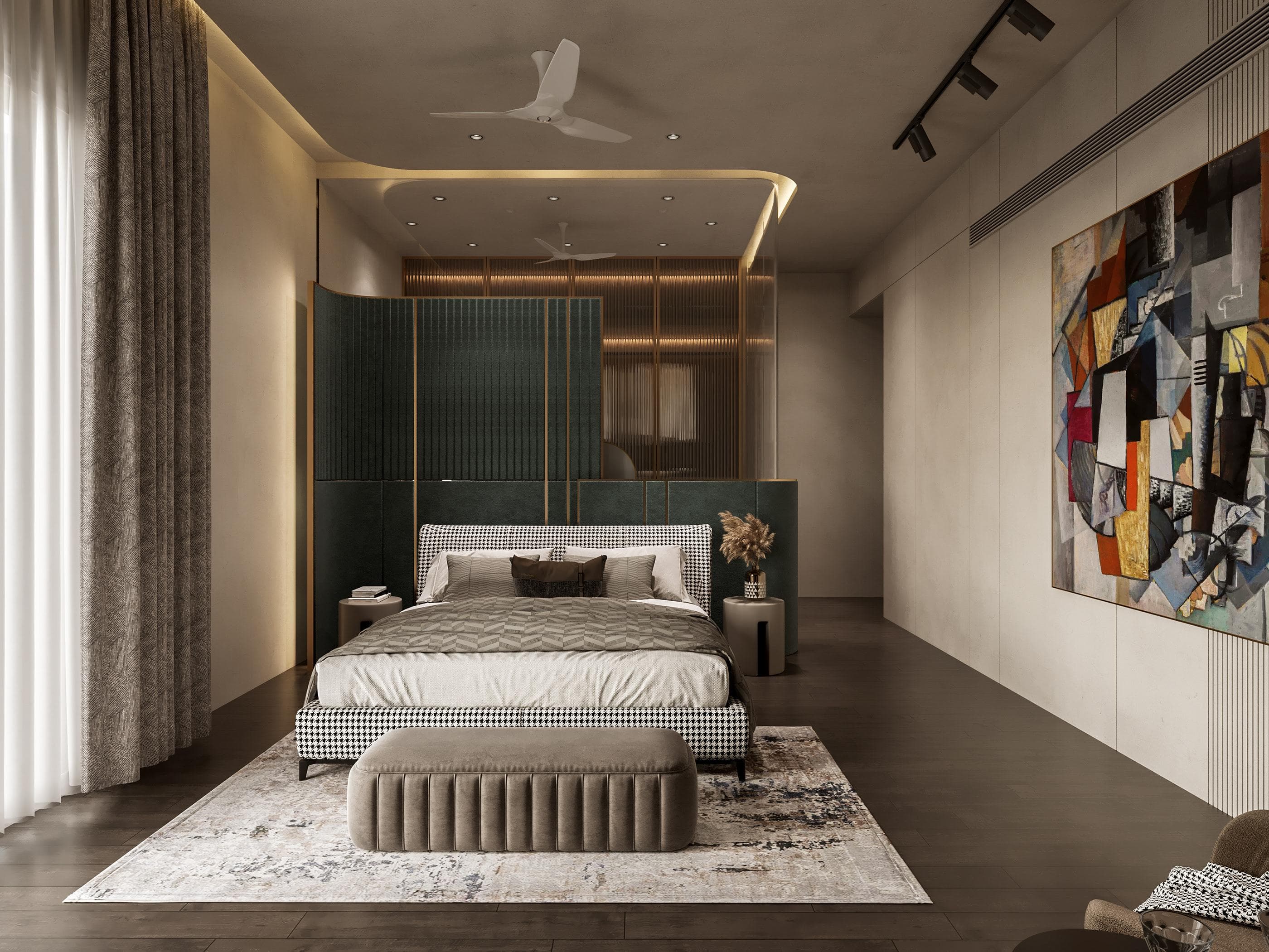 Conference table and natural light in office