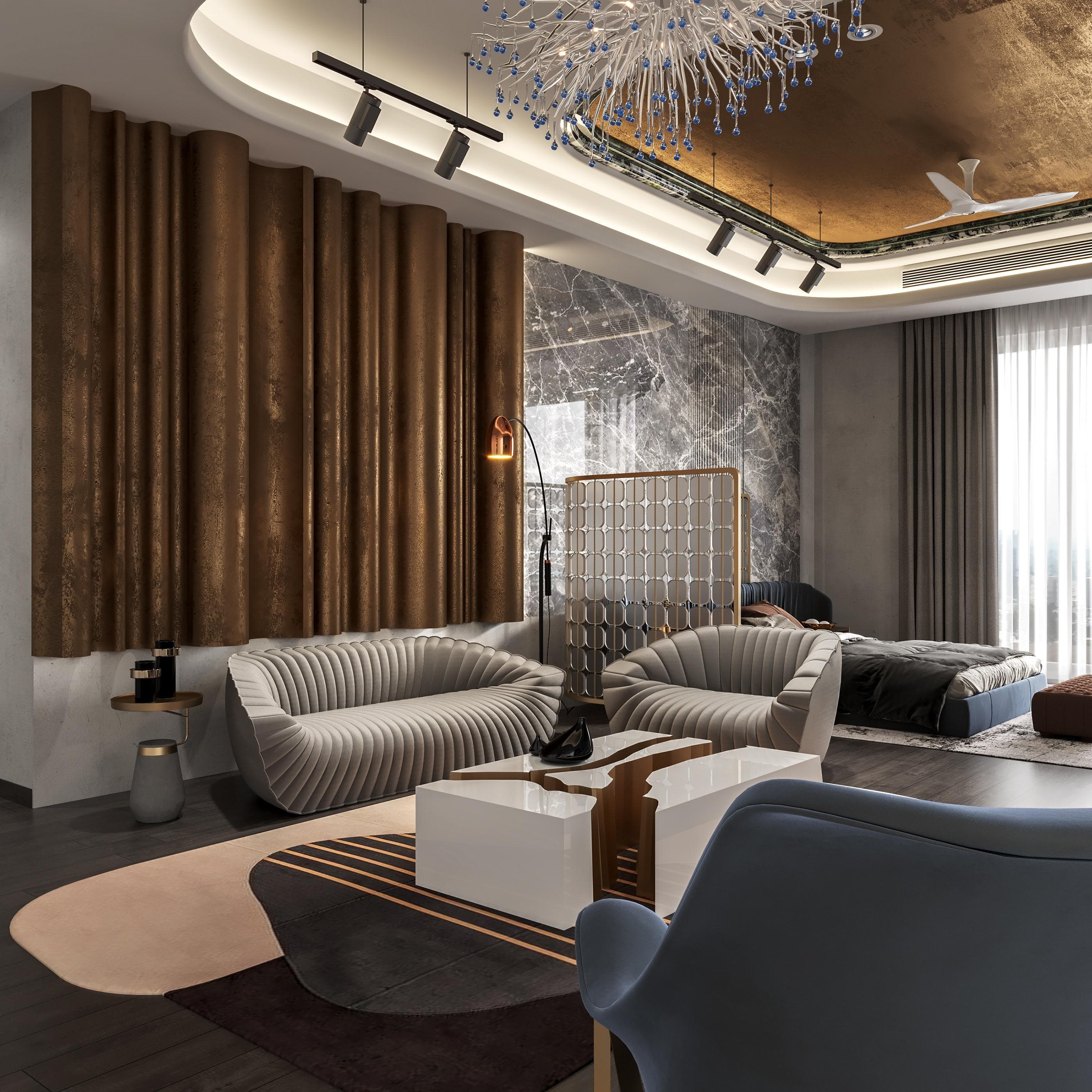 Conference table and natural light in office