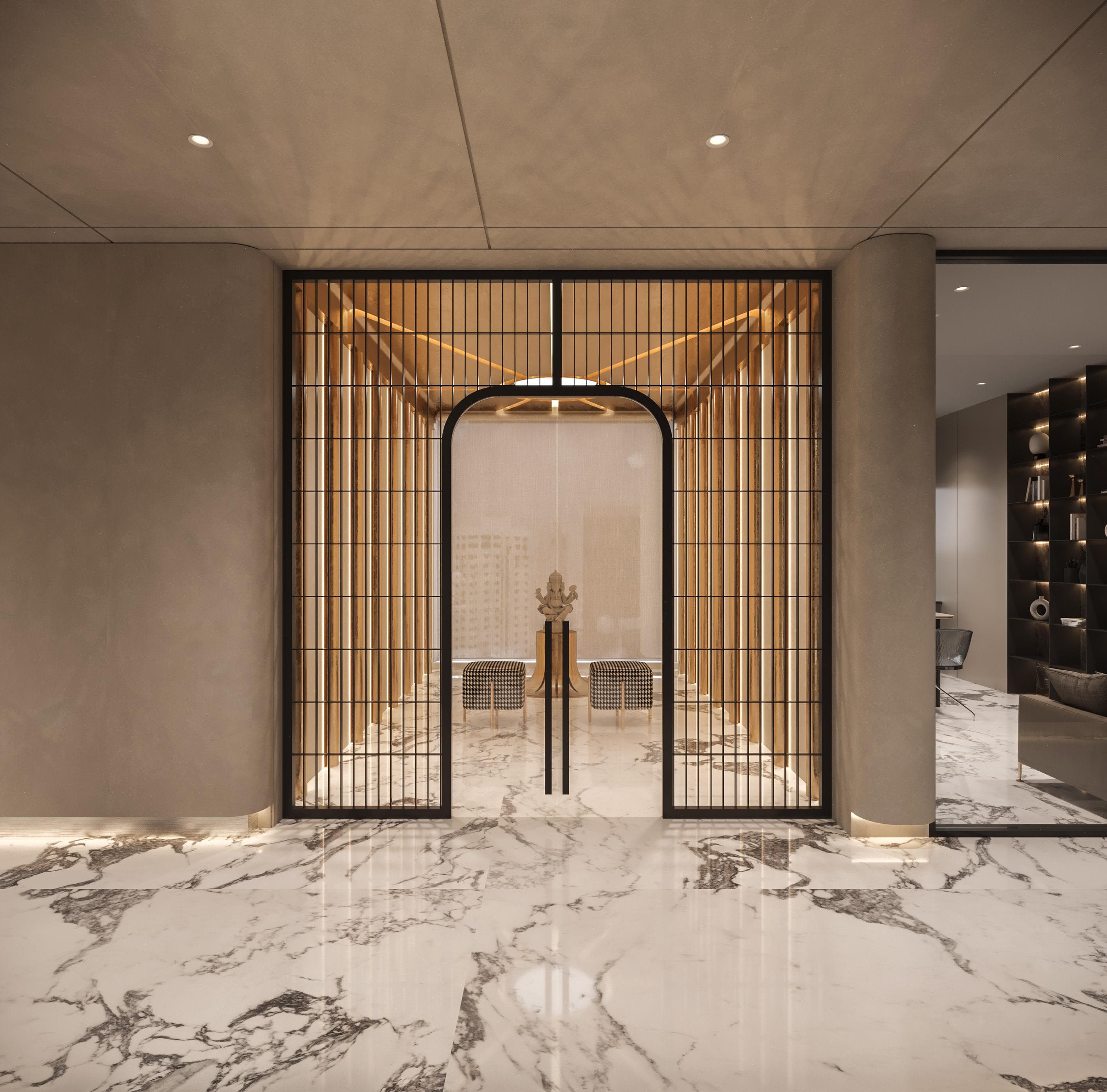 Interior design featuring glass walls