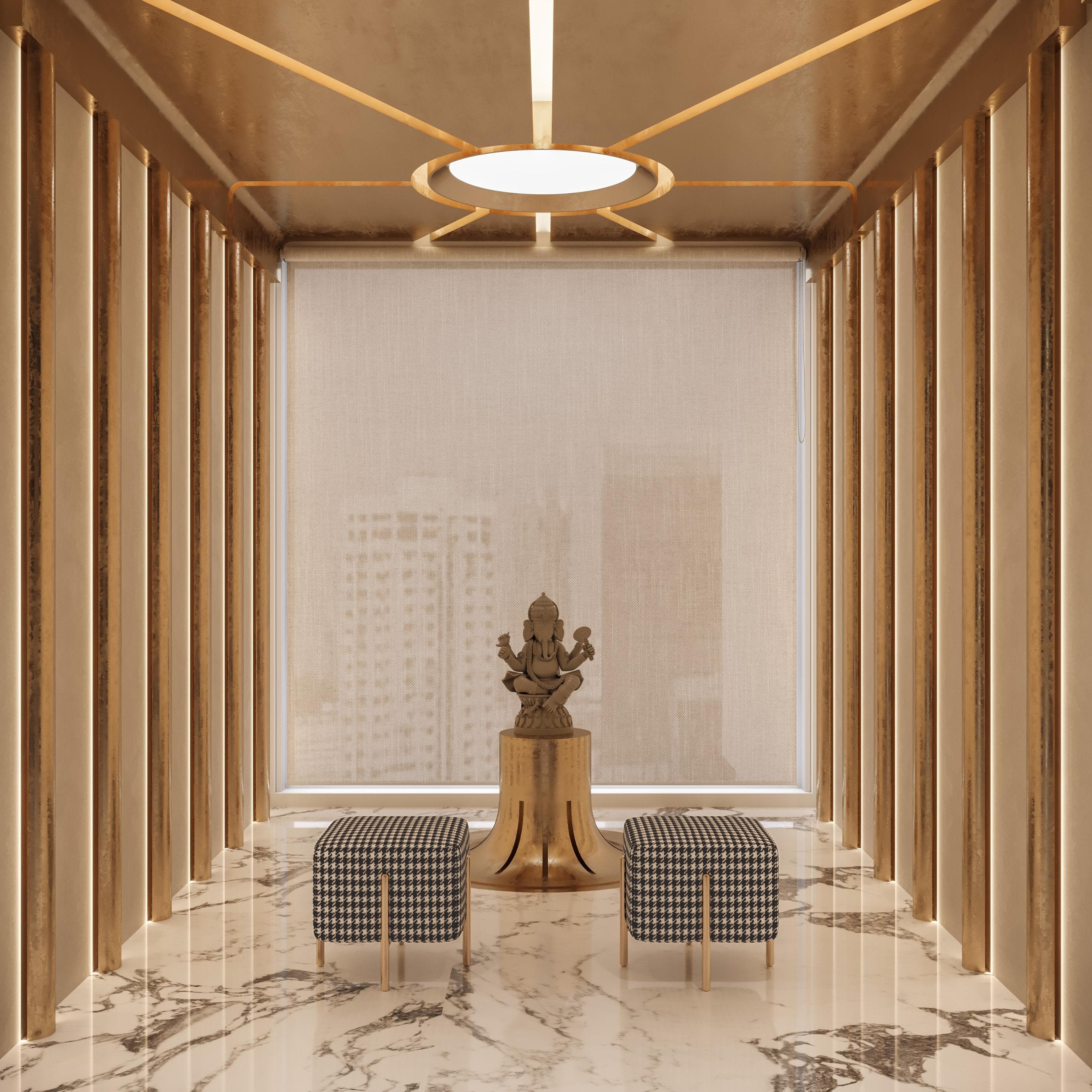 Decorative wall with wooden panels