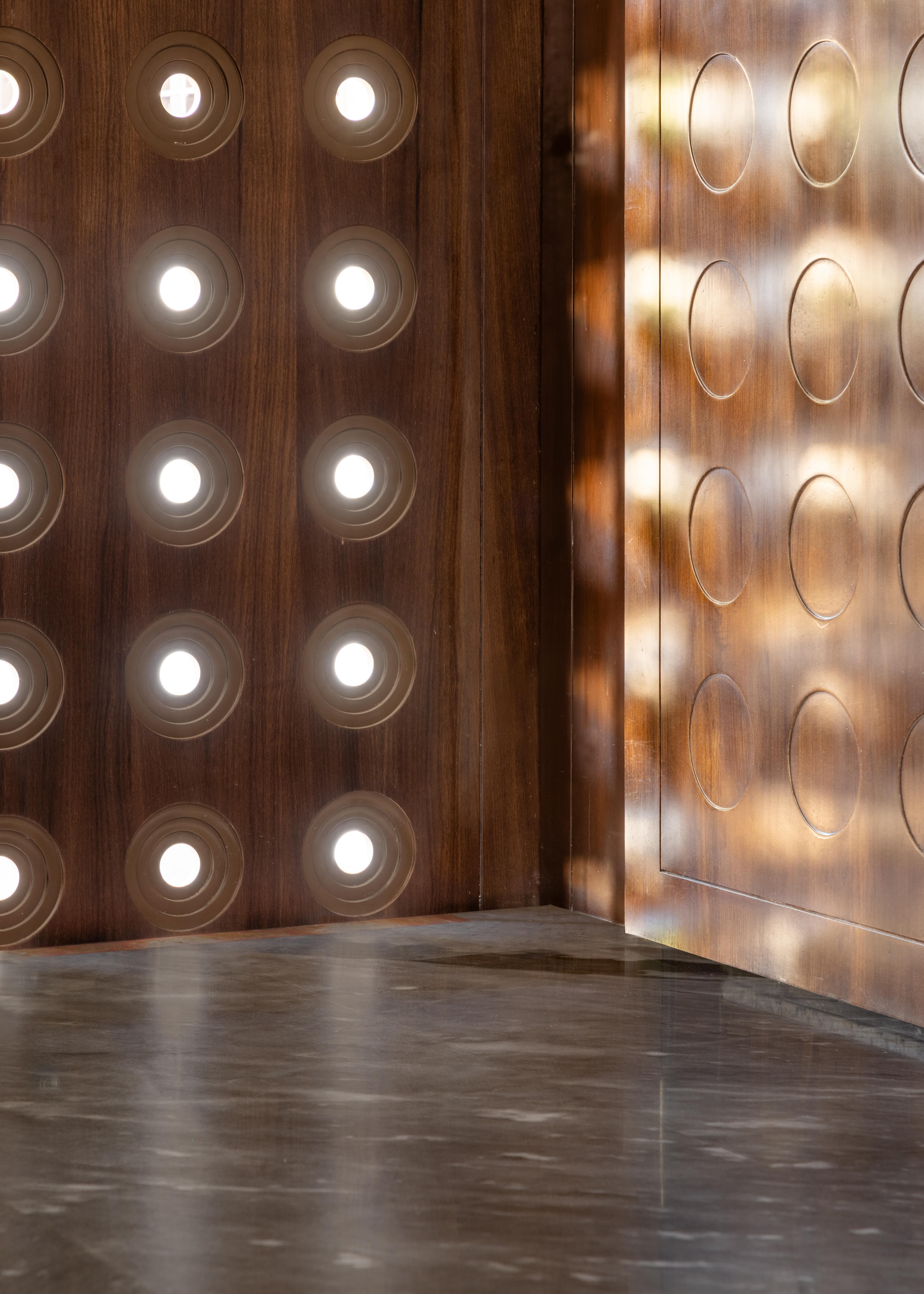 Spacious modern office with wooden decor