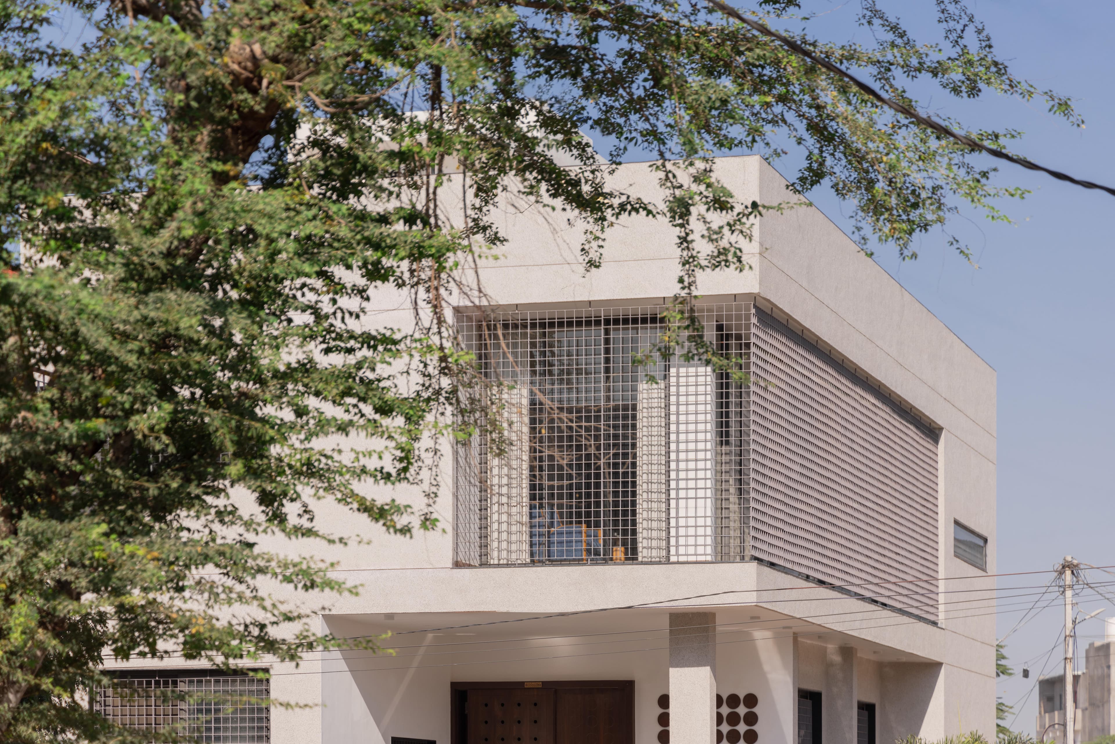 Modern office workspace with wooden finishes