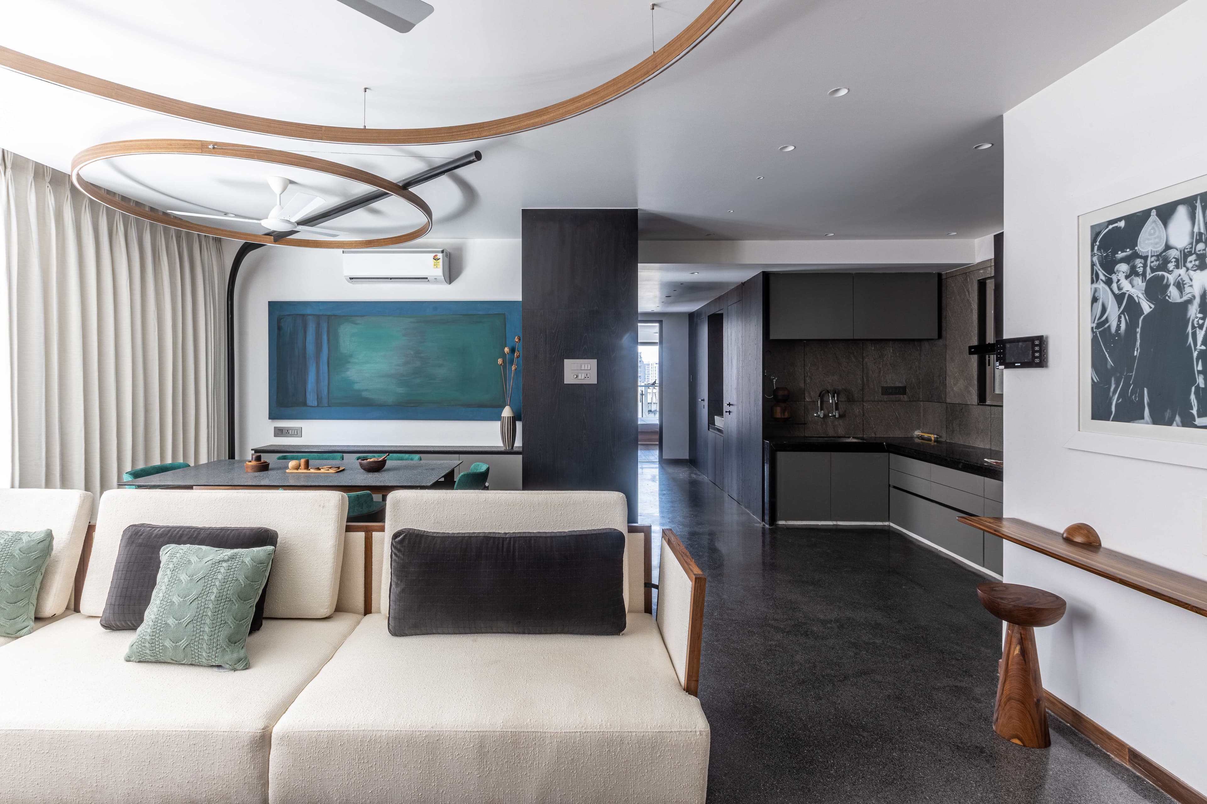 Office meeting space with wooden surfaces