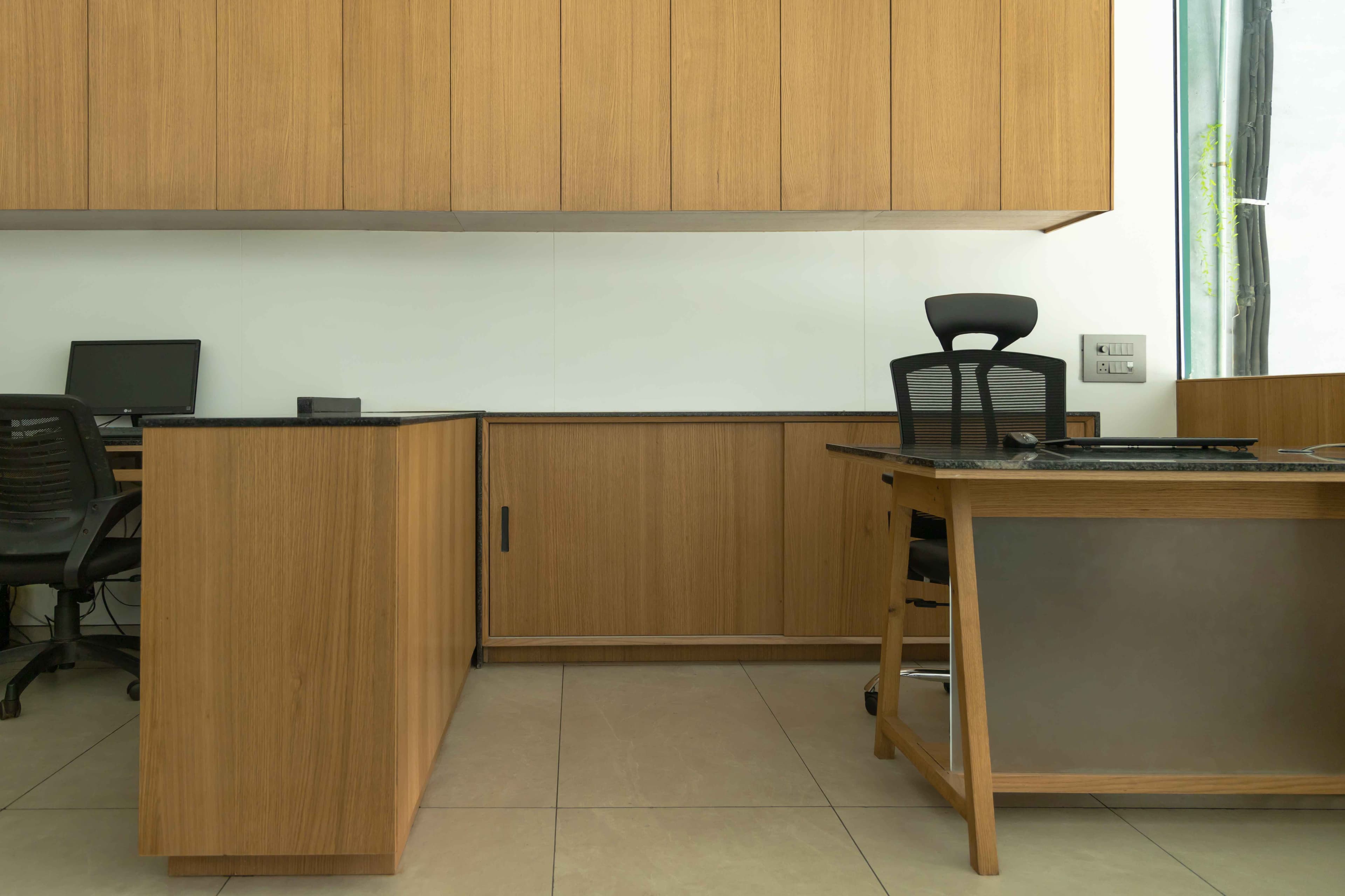 Glass partitioned office area