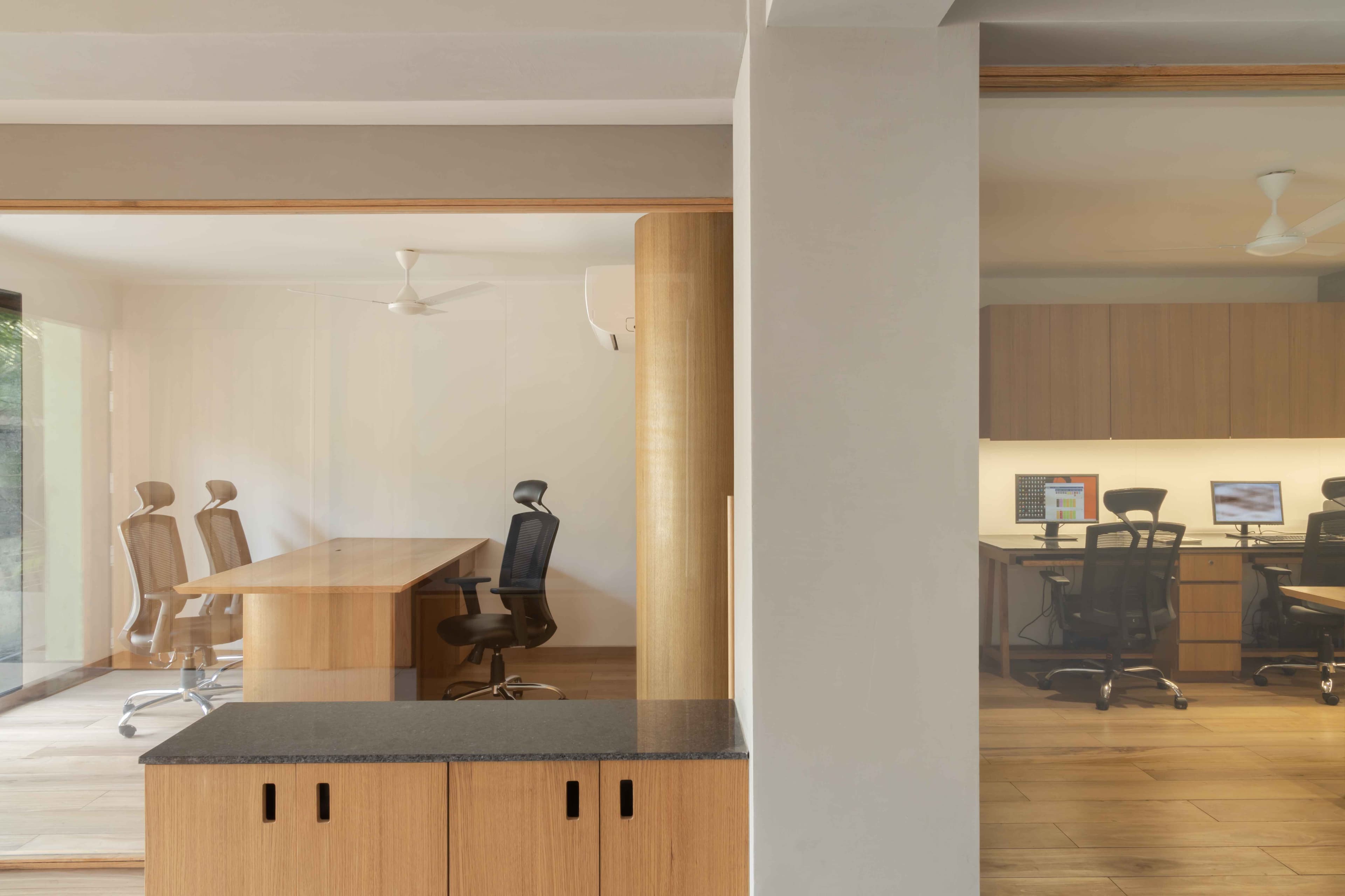 Wooden paneled wall with signage