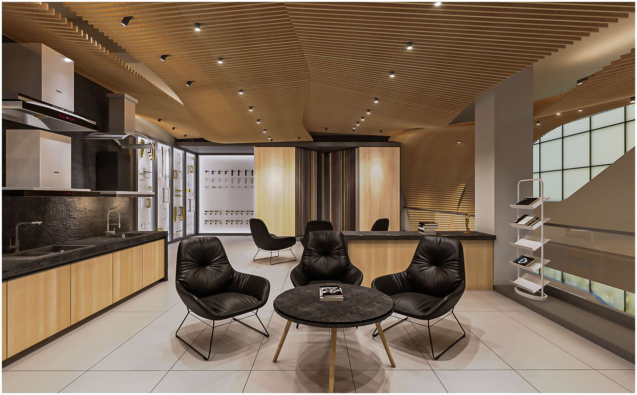 Wooden paneled wall with signage