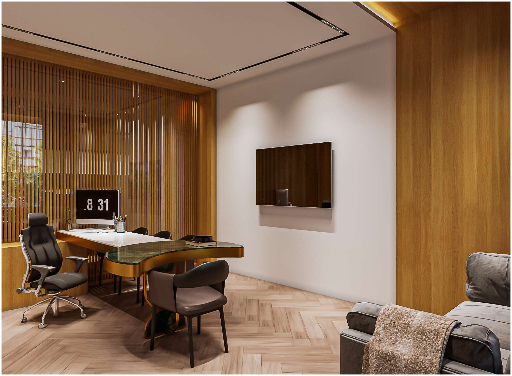 Open office layout with sleek design