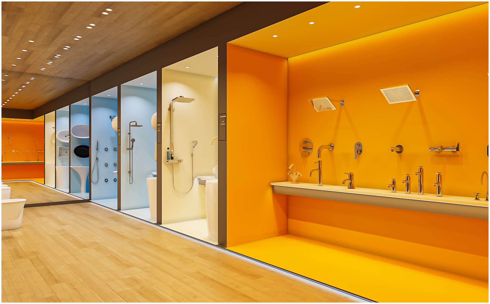 Office meeting space with wooden surfaces