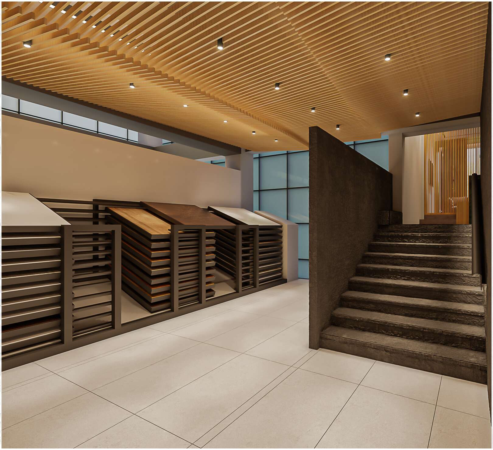 Interior design featuring glass walls