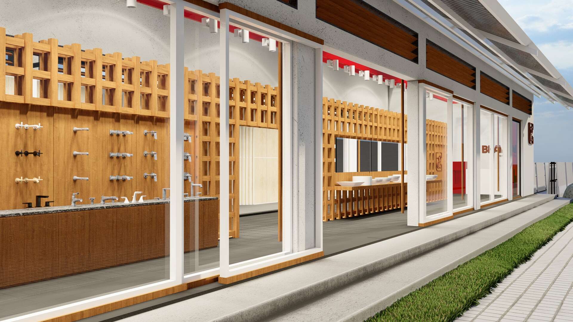 Wooden paneled wall with signage