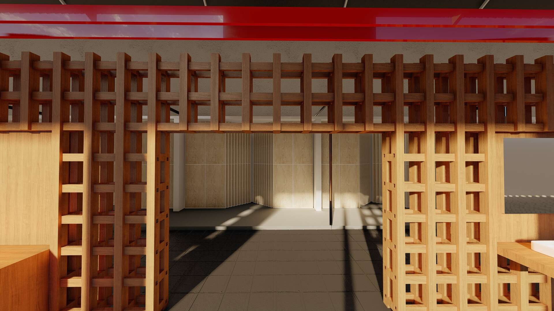 Modern office workspace with wooden finishes