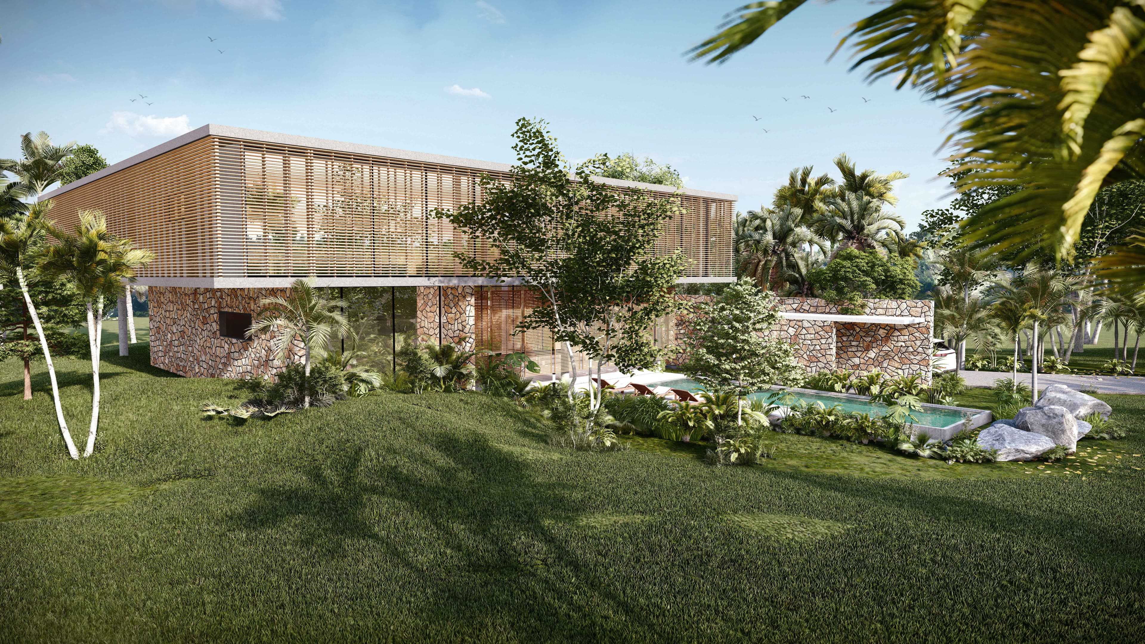 Close-up view of glass partitions