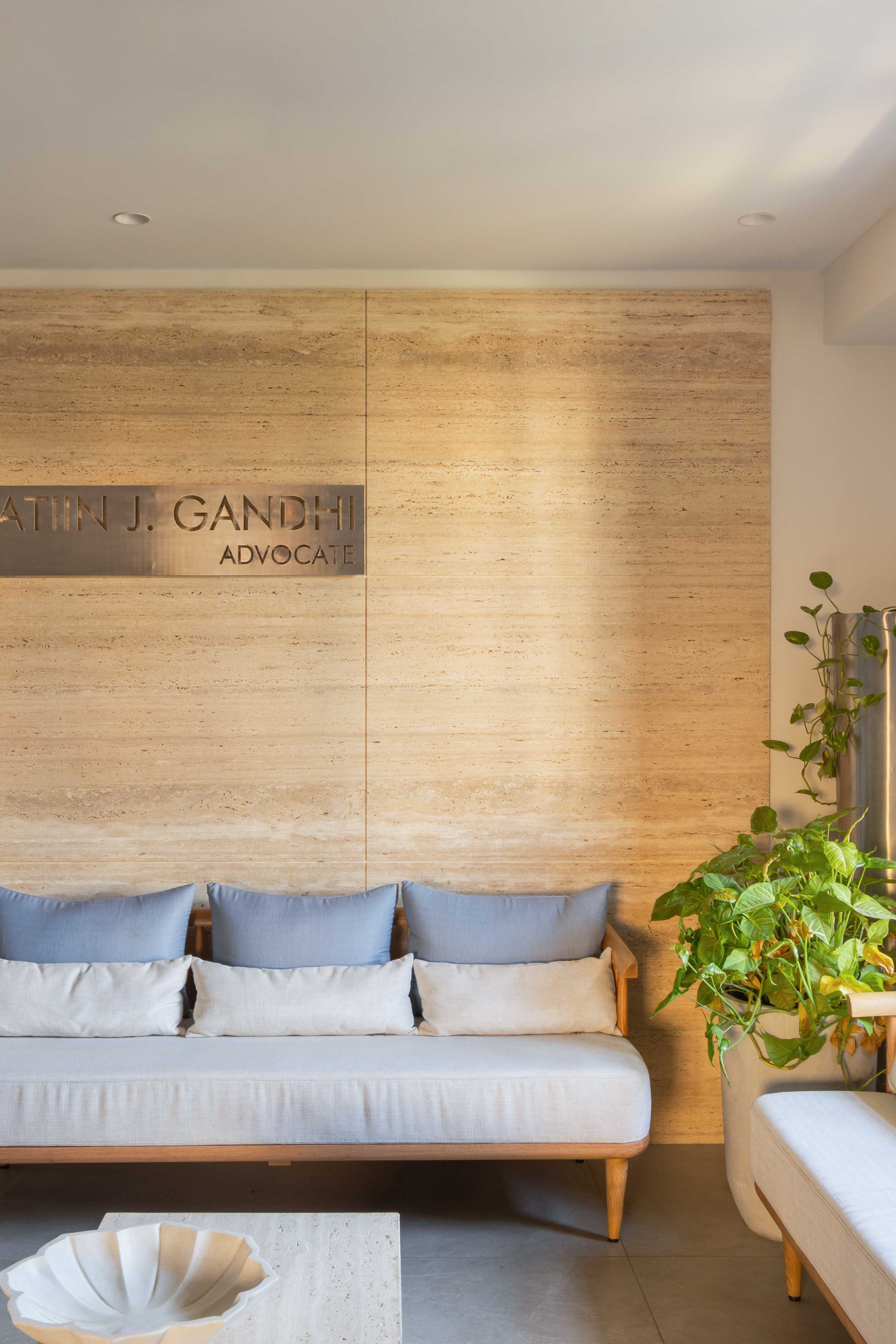 Modern office design with glass and wood