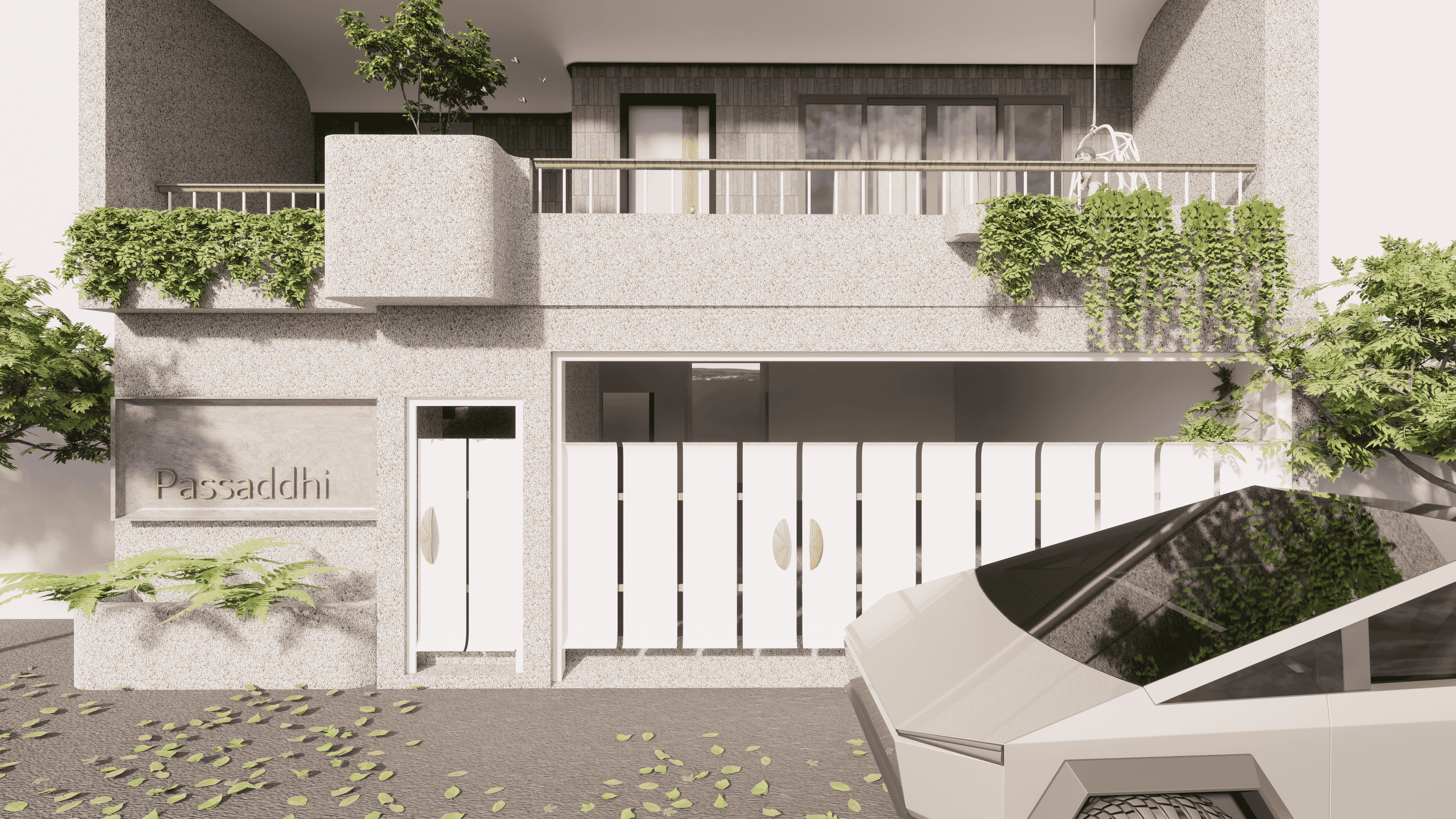 Wooden paneled wall with signage