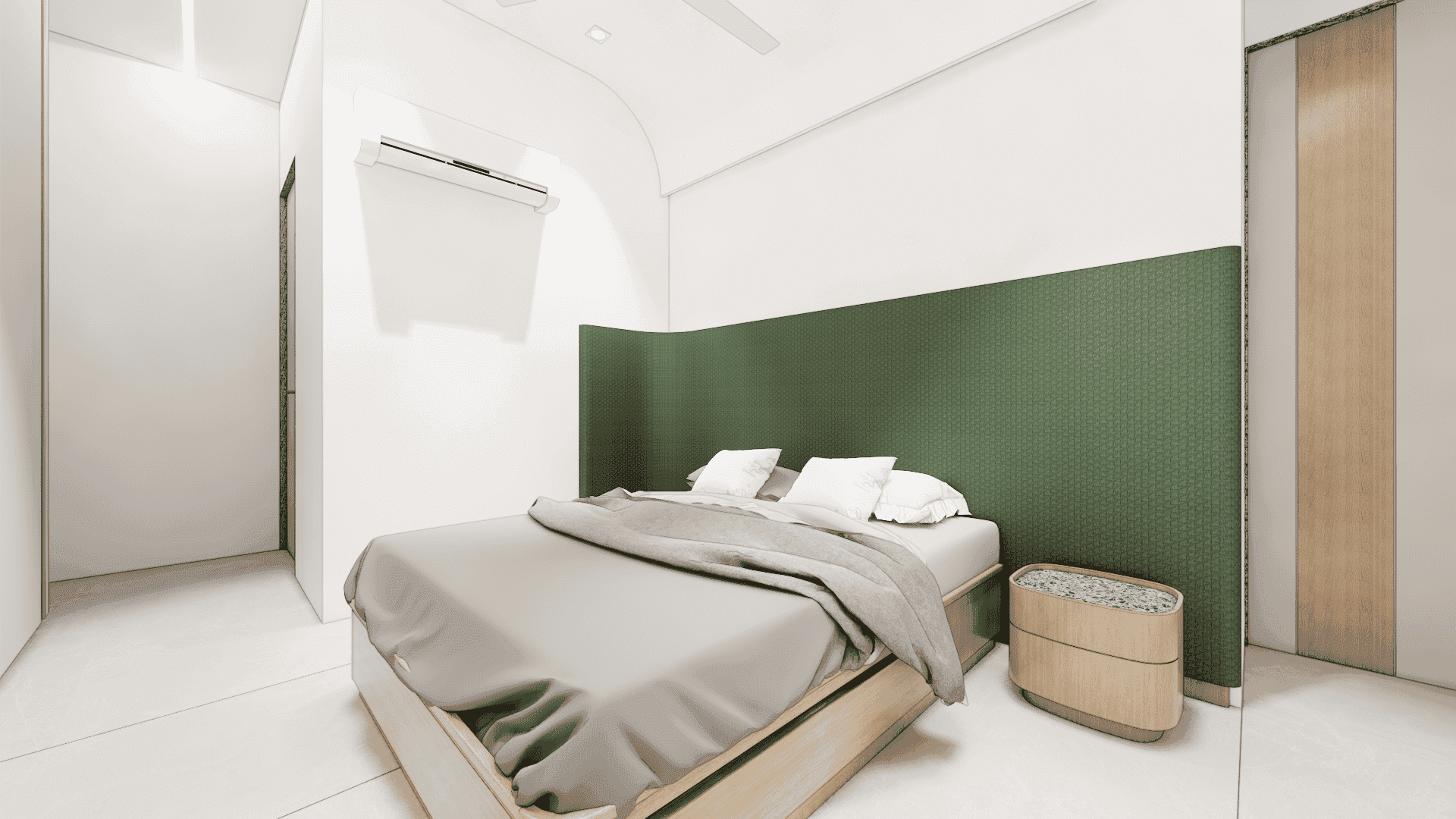 Modern office workspace with wooden finishes